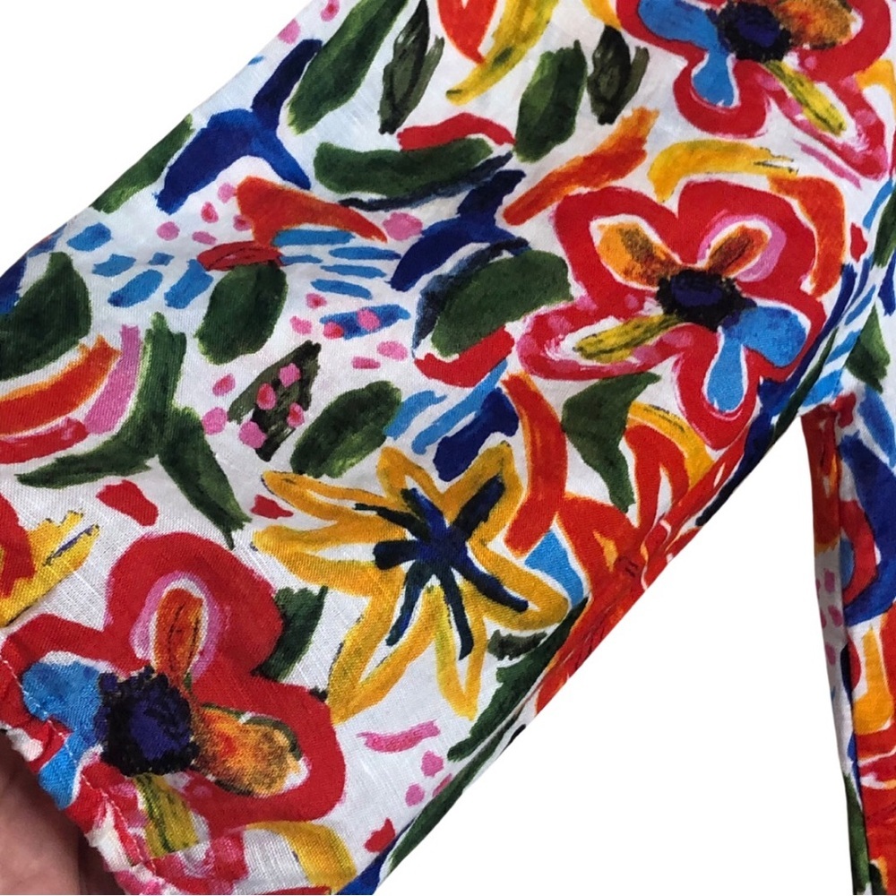 Hester & Orchard 3/4 Sleeve Multicolor Pop-Art Floral Peasant Summer Top Size XL - Picture 3 of 8
